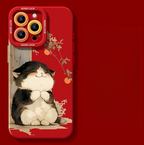 Lucky Tangerine Cat Silicone Phone Case – Compatible with iPhone 17 Series
