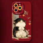 Lucky Tangerine Cat Silicone Phone Case – Compatible with iPhone 17 Series