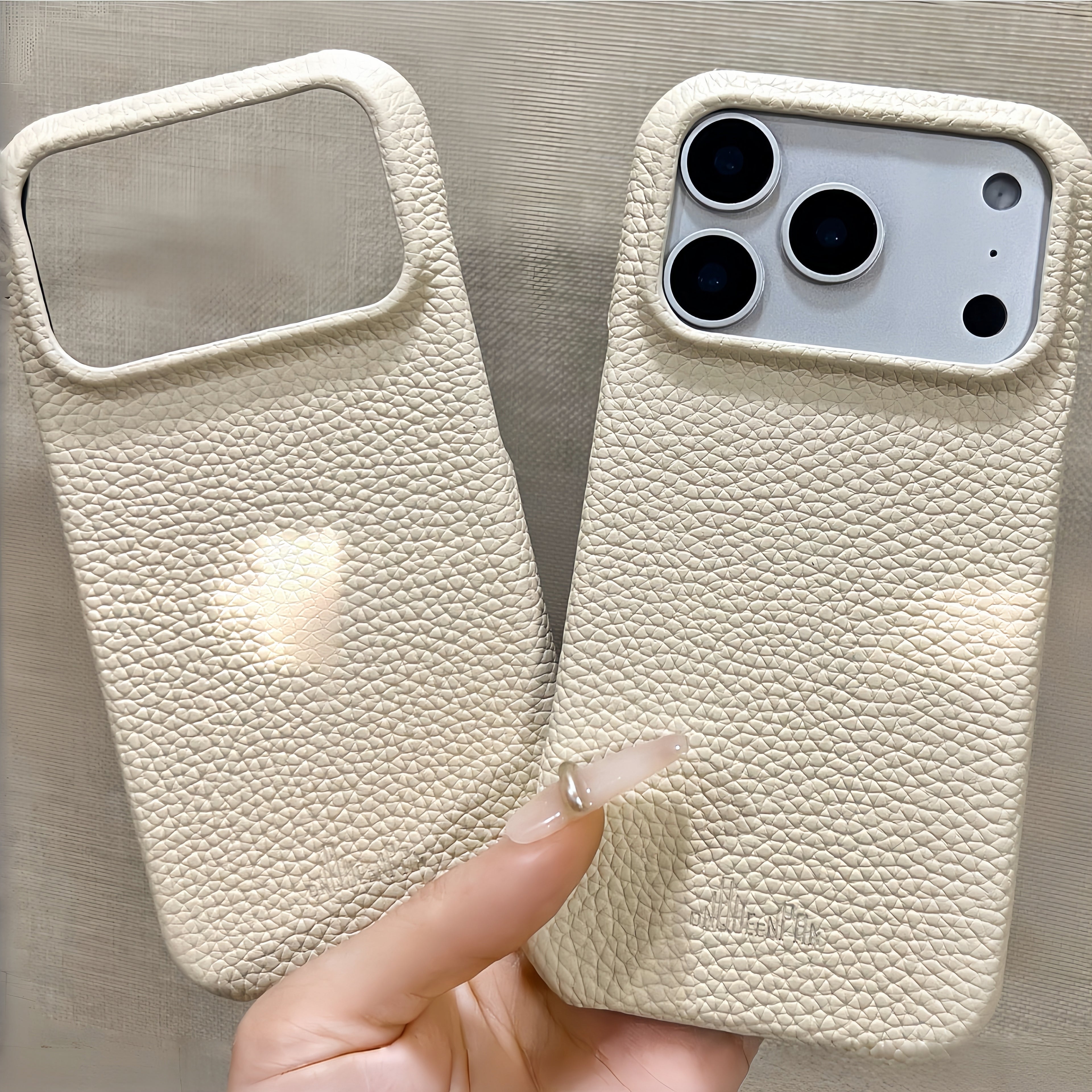 Hand-Crafted Cream White Leather Phone Case – Compatible with iPhone 17 Series