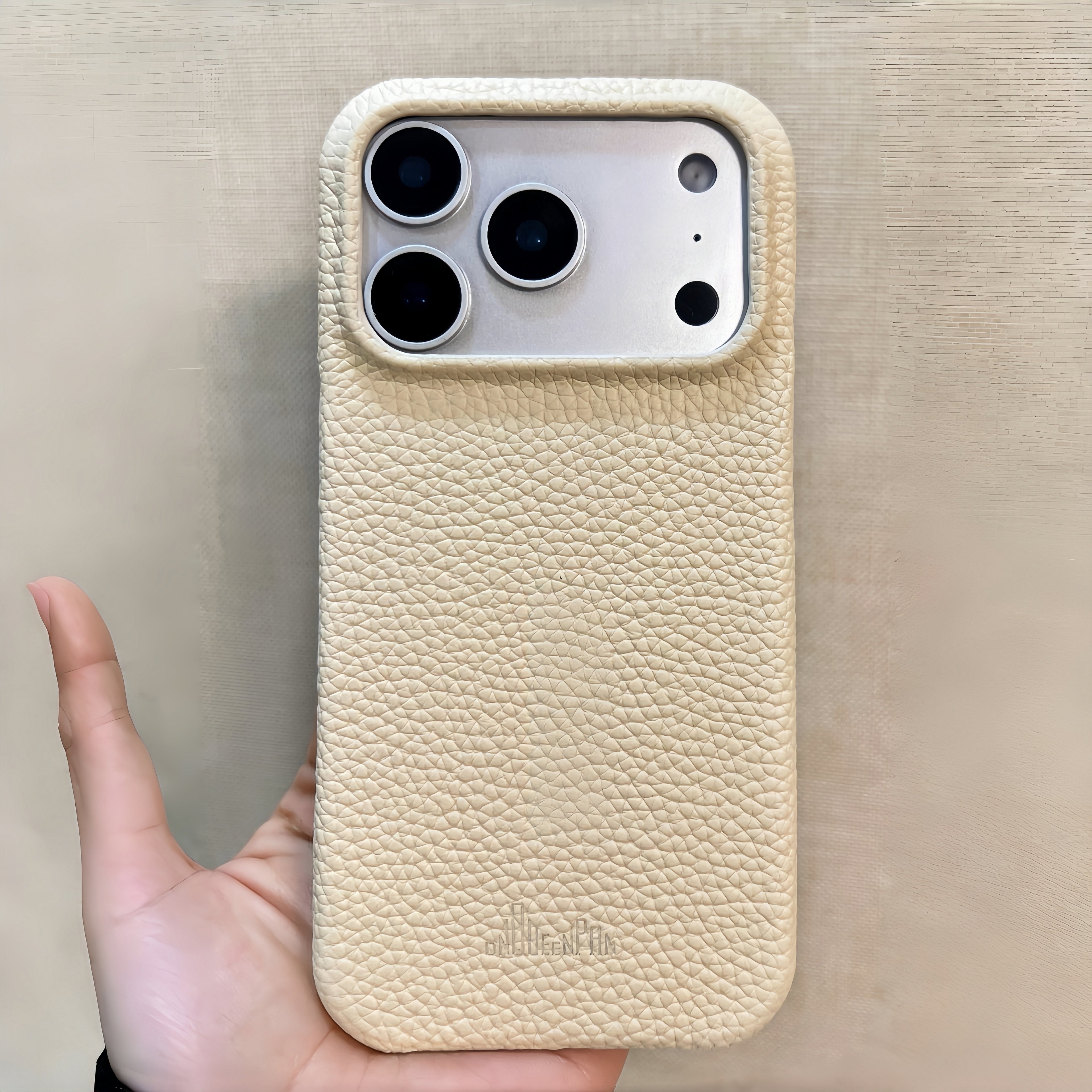 Hand-Crafted Cream White Leather Phone Case – Compatible with iPhone 17 Series