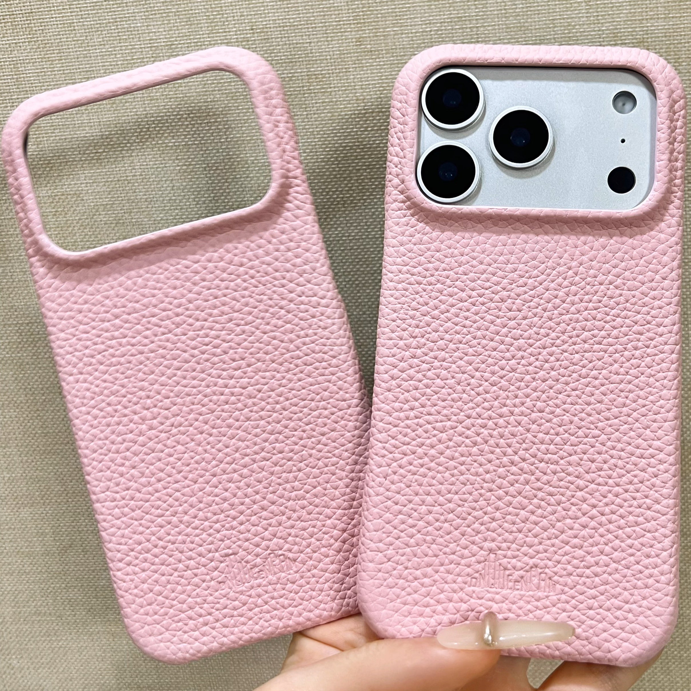 Hand-Crafted Hydrangea Pink Leather Phone Case – Compatible with iPhone 17 Series
