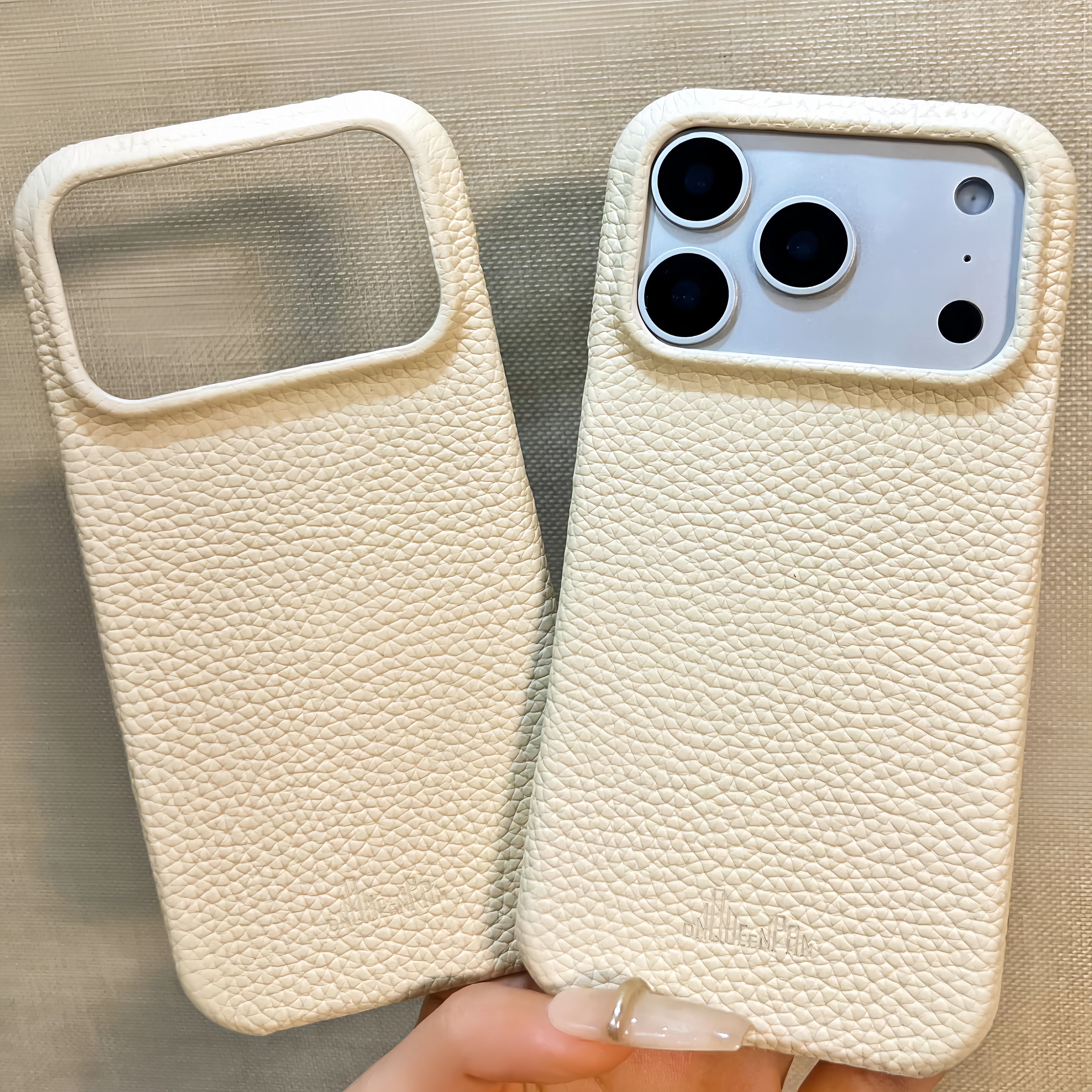 Hand-Crafted Cream White Leather Phone Case – Compatible with iPhone 17 Series