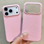 Hand-Crafted Hydrangea Pink Leather Phone Case – Compatible with iPhone 17 Series
