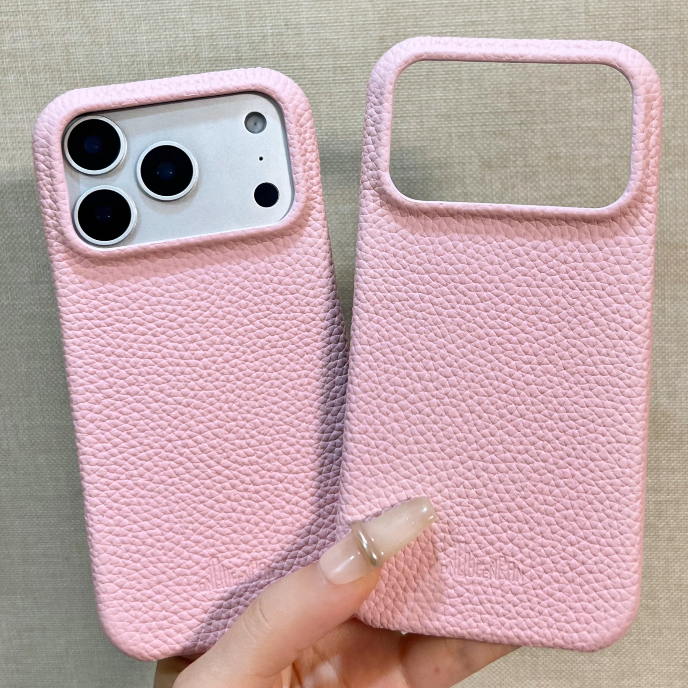 Hand-Crafted Hydrangea Pink Leather Phone Case – Compatible with iPhone 17 Series