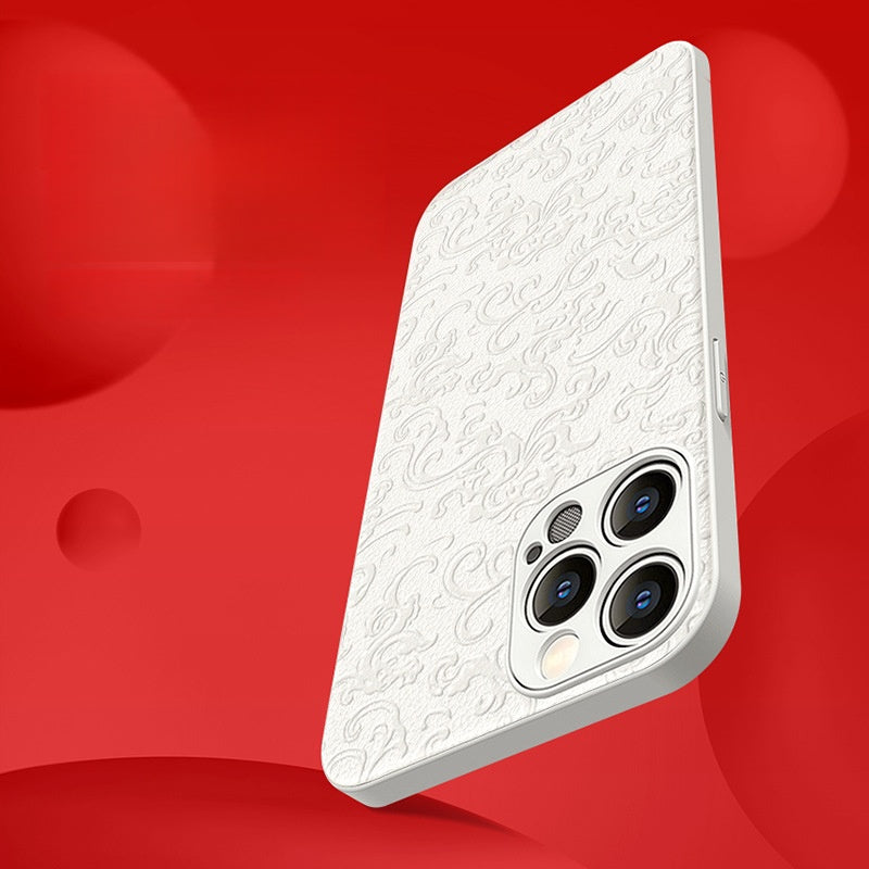 Traditional Chinese-Inspired Faux Leather Phone Case – iPhone 16 Series
