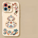 Chinese Vintage Gourd Faux Leather Phone Case – Compatible with iPhone 15 Series