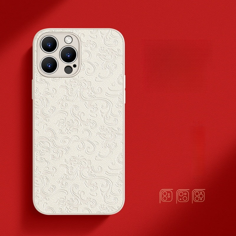 Traditional Chinese-Inspired Faux Leather Phone Case – iPhone 15 Series